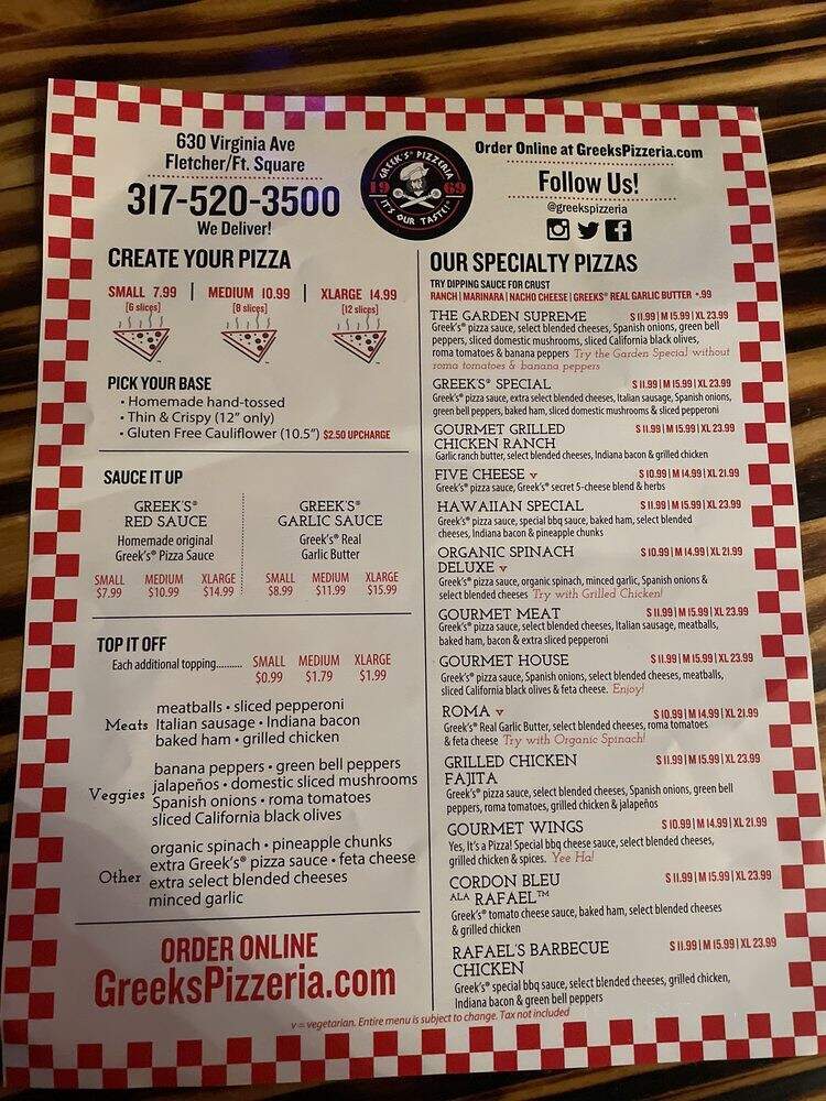 Greek's Pizzeria - Indianapolis, IN menu_pic