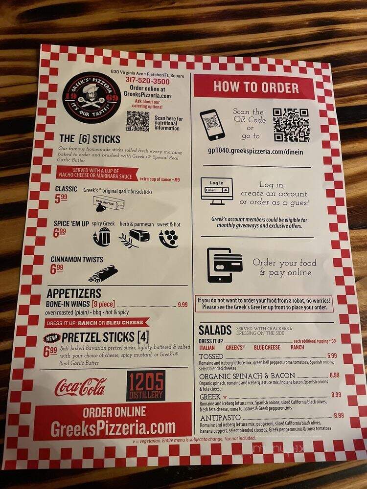 Greek's Pizzeria - Indianapolis, IN menu_pic