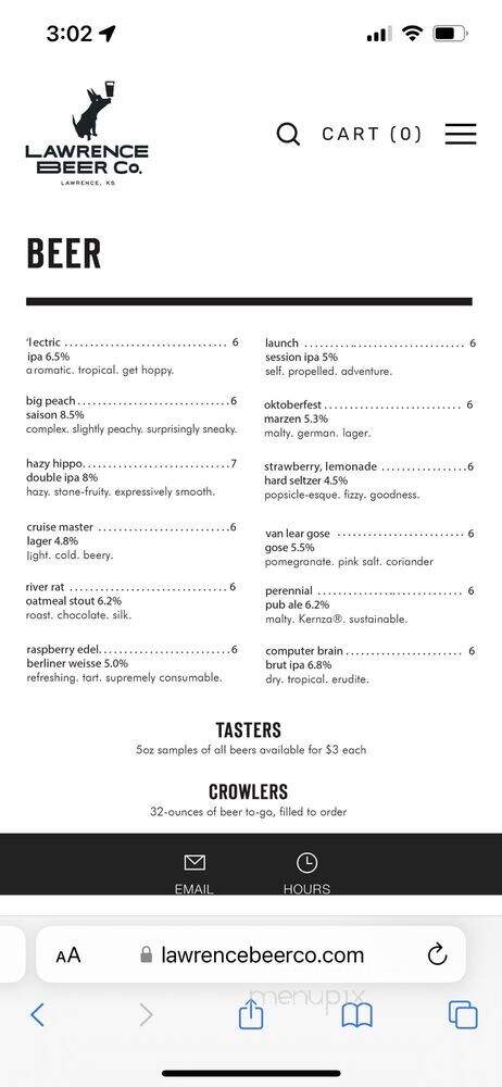 Lawrence Beer Co. West - Lawrence, KS menu_pic
