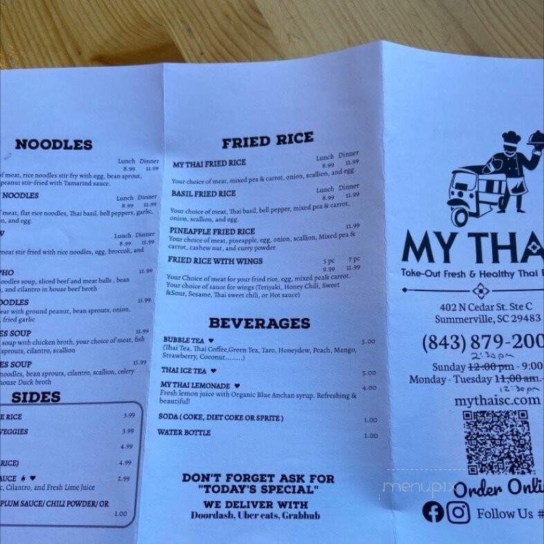 My Thai - Summerville, SC menu_pic