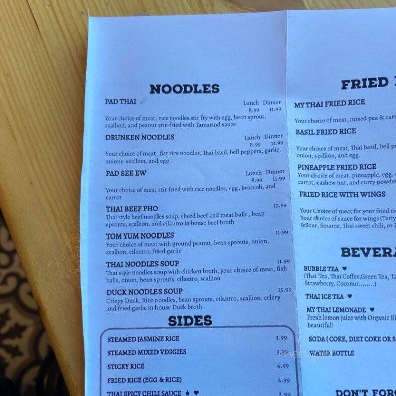 My Thai - Summerville, SC menu_pic
