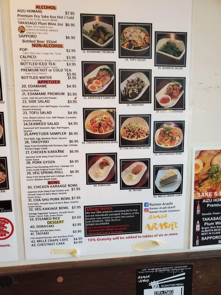 Ramen Arashi - Canmore, AB menu_pic