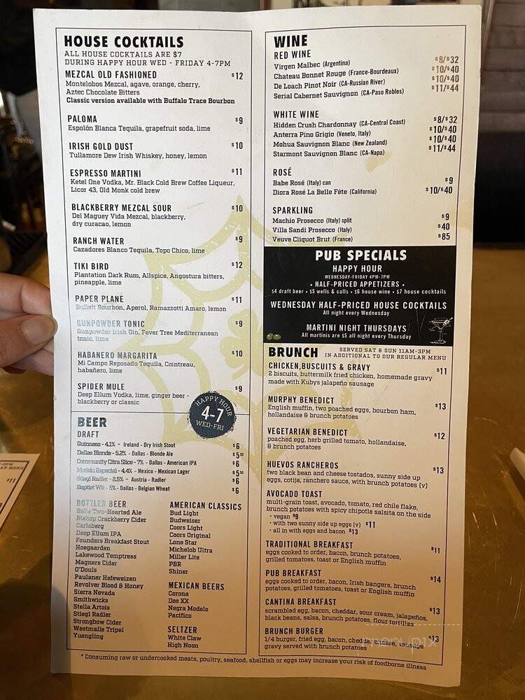 Spider Murphy - Dallas, TX menu_pic