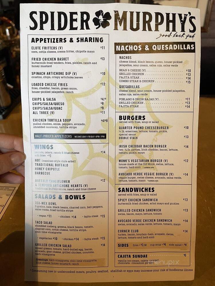 Spider Murphy - Dallas, TX menu_pic