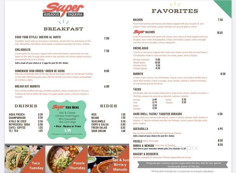 Super Guisados Taqueria - Pomona, CA menu_pic
