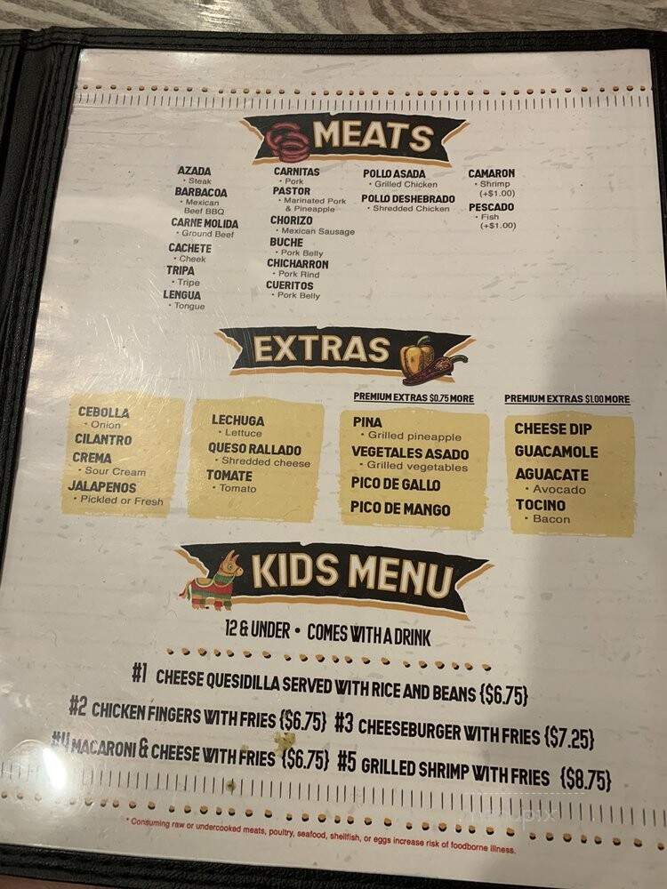 Taqueria El Sol - Metter, GA menu_pic