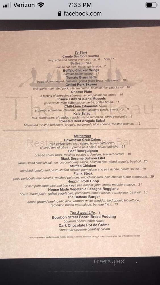 The Batteau - Scottsville, VA menu_pic