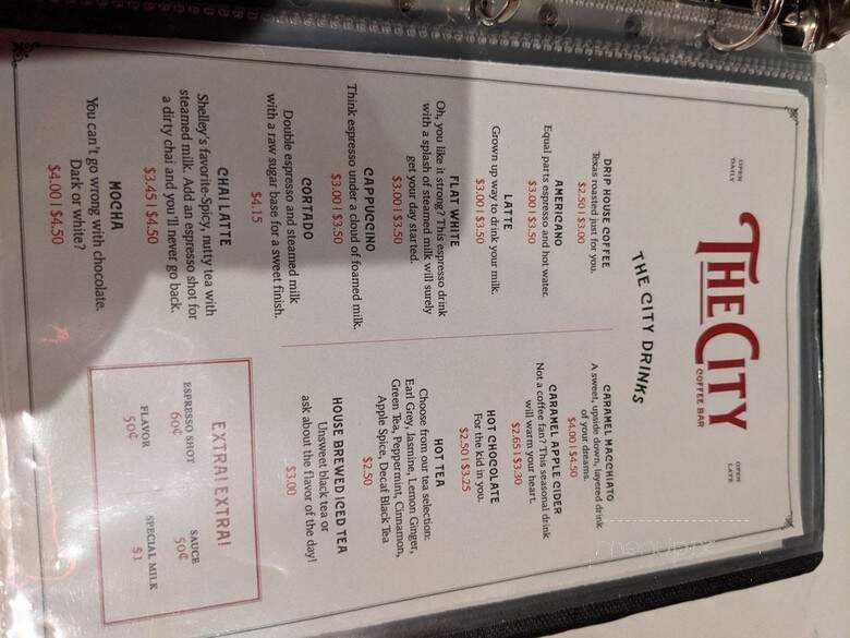 The City Coffee Bar - El Paso, TX menu_pic