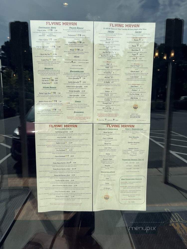 Flying Mayan - Morrisville, NC menu_pic