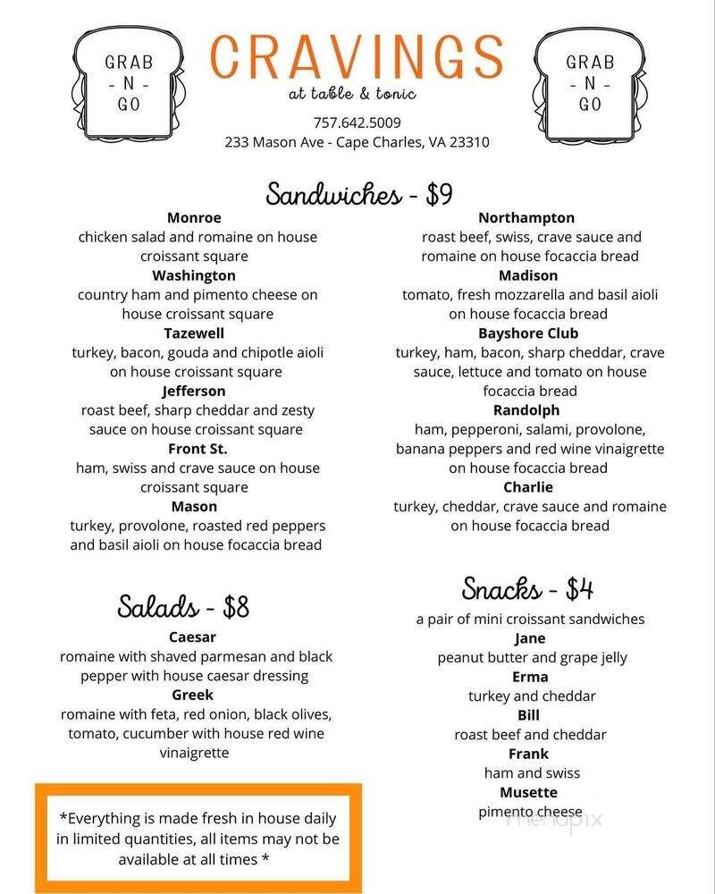 Cravings - Cape Charles, VA menu_pic