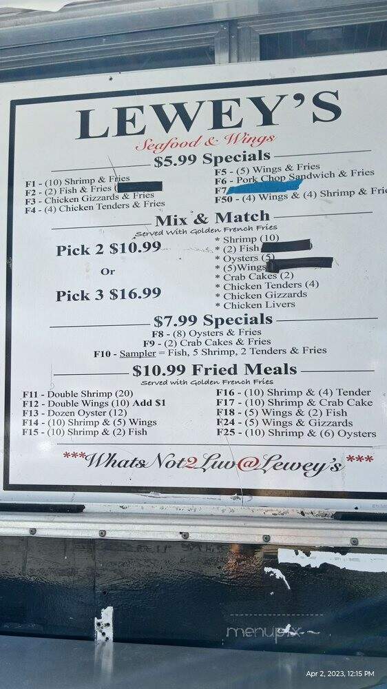 Lewey's Seafood and Wings - Jacksonville, FL menu_pic