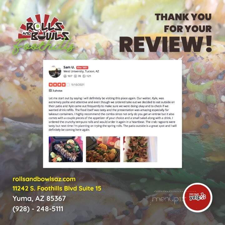 Rolls & Bowls Sushi of Foothills - Yuma, AZ menu_pic