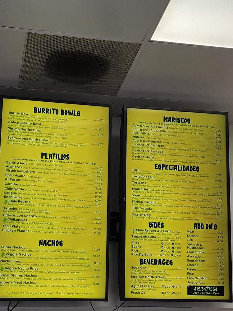Taqueria La Iguana Azul - Daly City, CA menu_pic