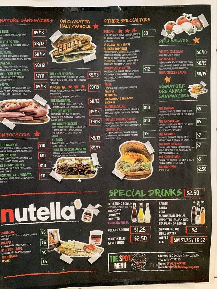 The Sandwich Spot - Valhalla, NY menu_pic