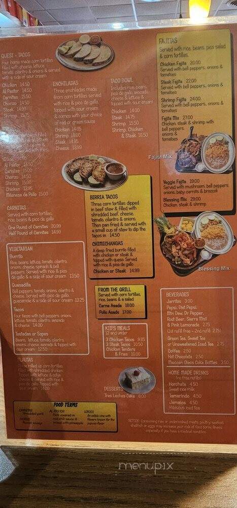 Blessing Restaurant - Gettysburg, PA menu_pic