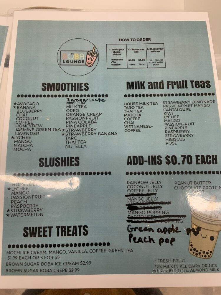 Boba Lounge - Oldsmar, FL menu_pic
