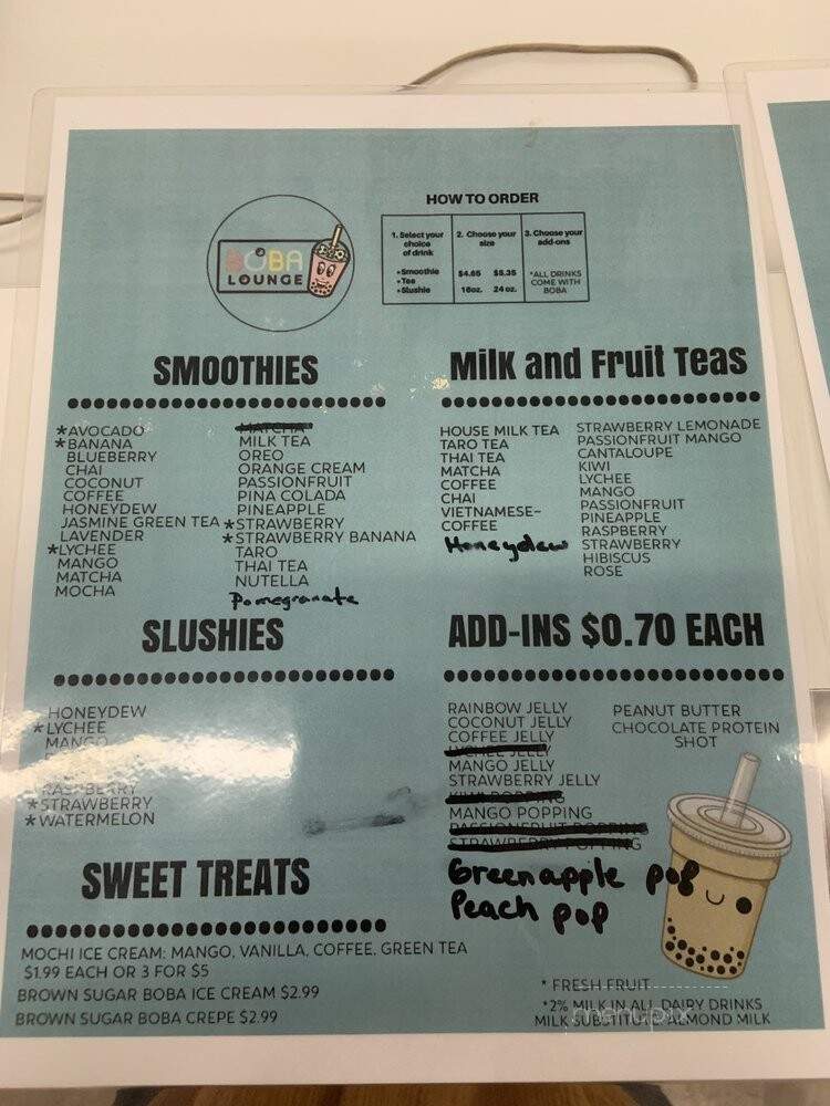 Boba Lounge - Oldsmar, FL menu_pic