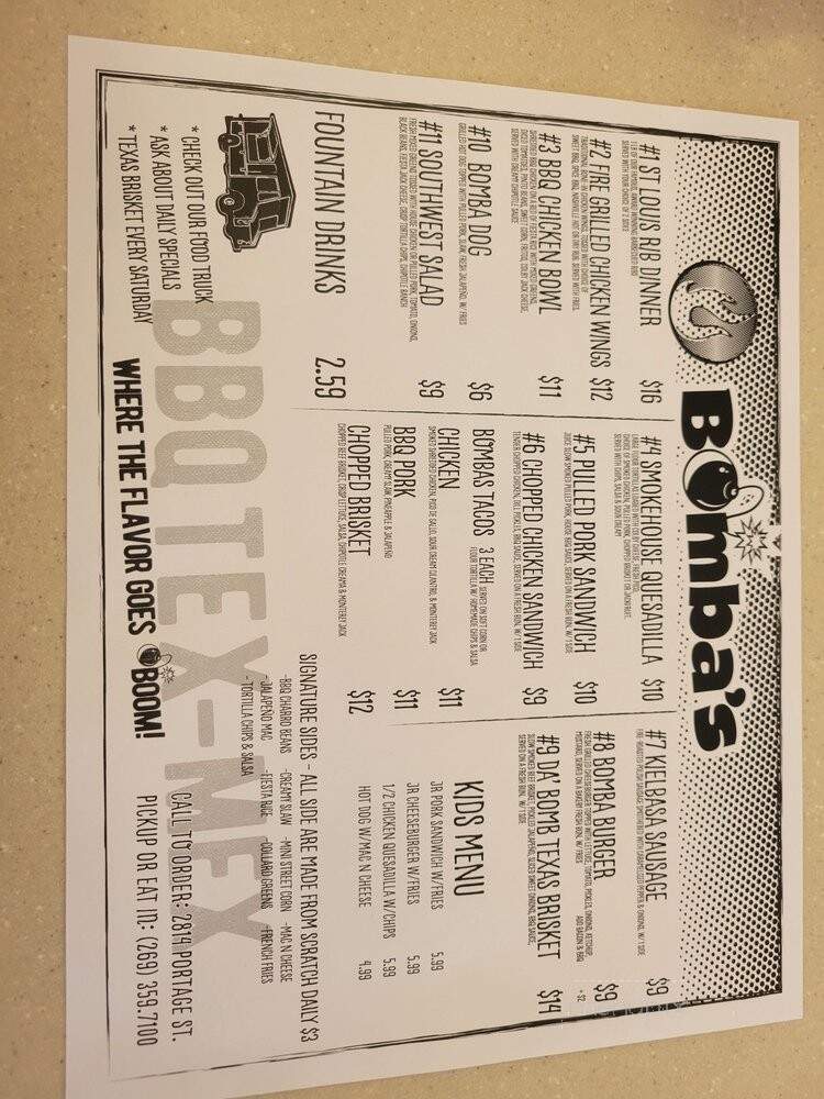 Bomba's Bar BQ - Lawton, MI menu_pic