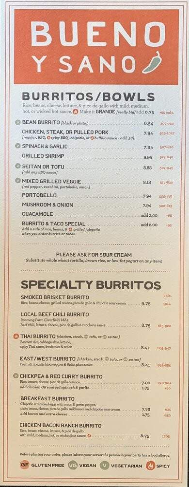 Bueno Y Sano - South Deerfield, MA menu_pic