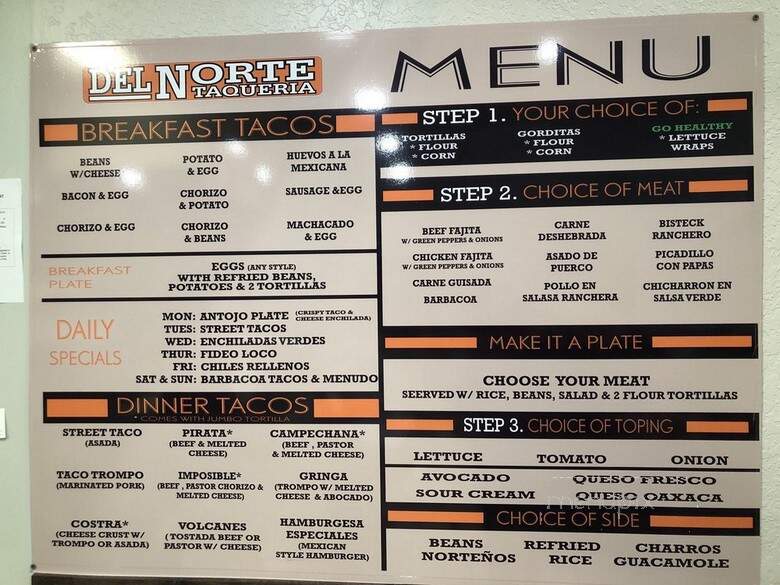 Del Norte Taqueria - San Antonio, TX menu_pic