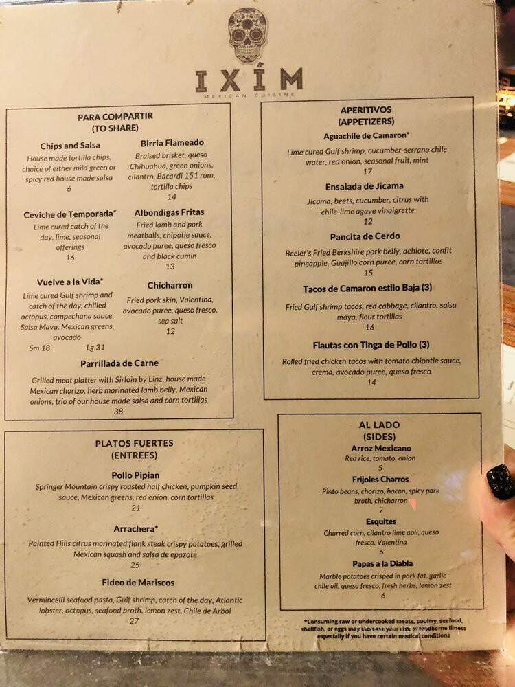 Ixim - Houston, TX menu_pic