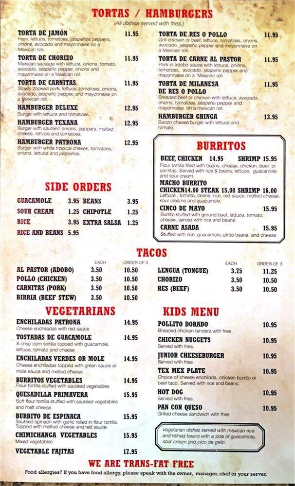 La Patrona - Brewster, NY menu_pic
