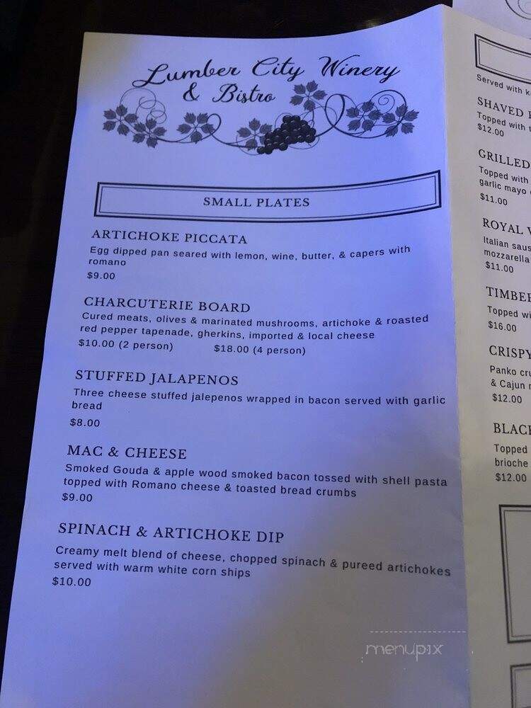Lumber City Winery and Bistro - North Tonawanda, NY menu_pic