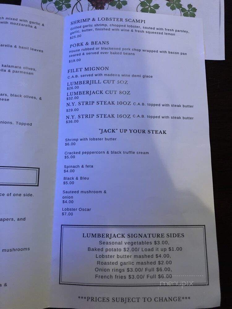 Lumber City Winery and Bistro - North Tonawanda, NY menu_pic