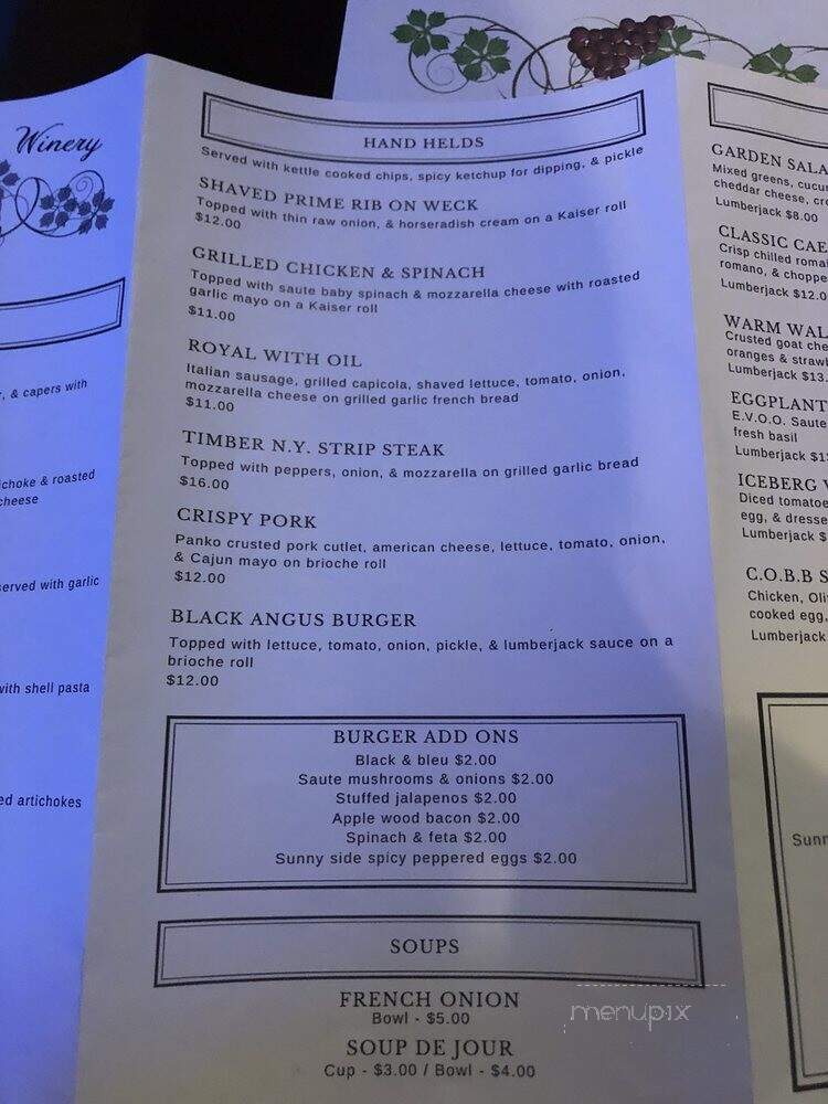 Lumber City Winery and Bistro - North Tonawanda, NY menu_pic
