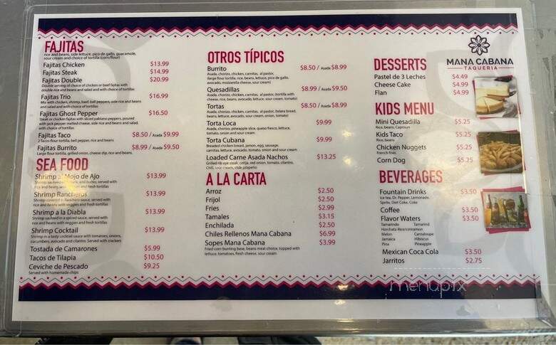 Mana Cabana Taqueria - Springdale, AR menu_pic