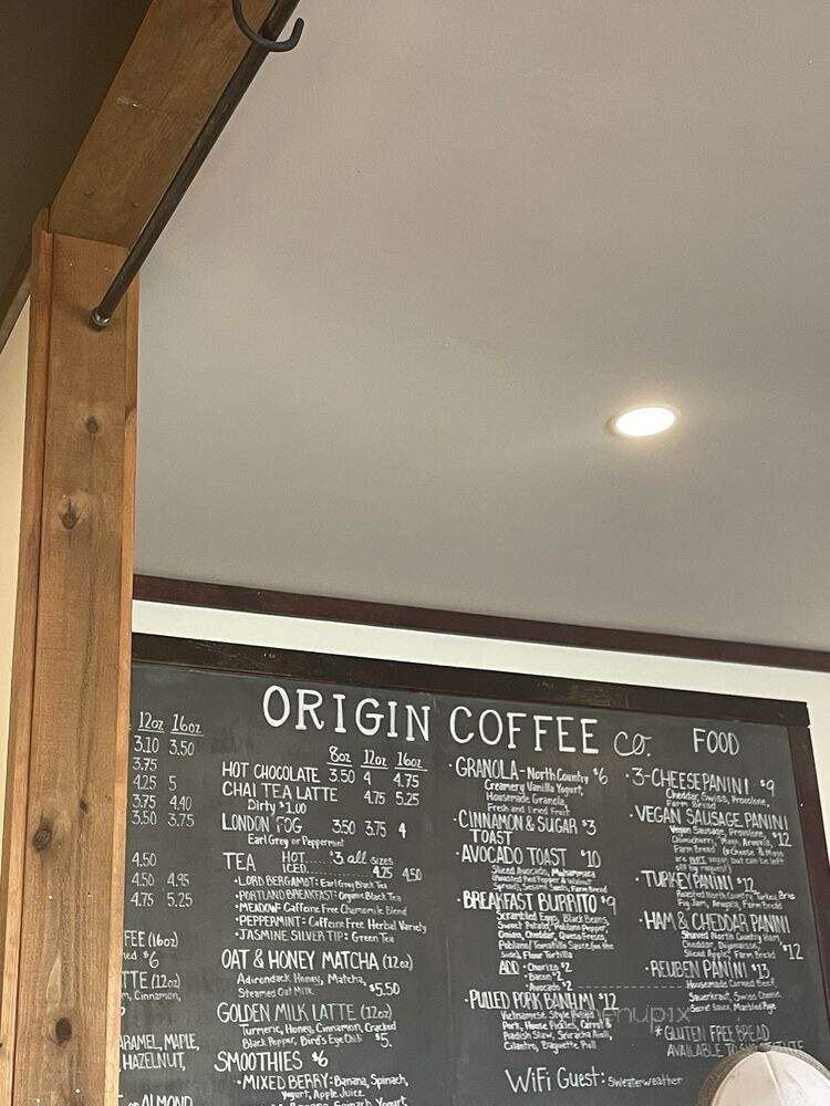 Origin Coffee - Lake Placid, NY menu_pic