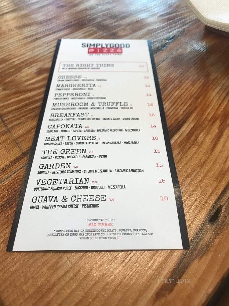 Simplygood Pizza - Miami Beach, FL menu_pic