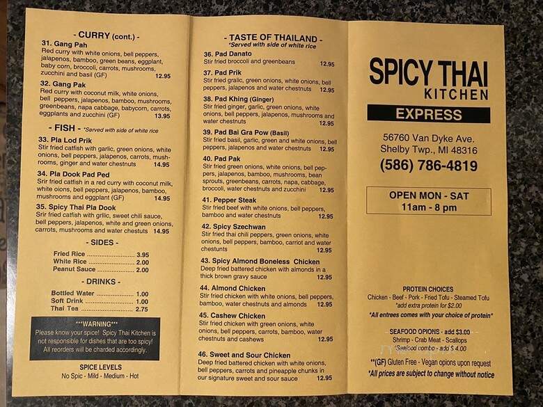 Spicy Thai Kitchen - Shelby Charter Township, MI menu_pic