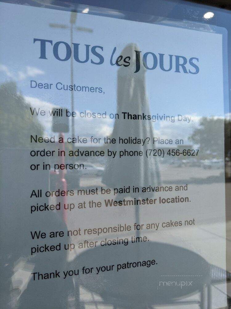 Tous Les Jours - Thornton, CO menu_pic