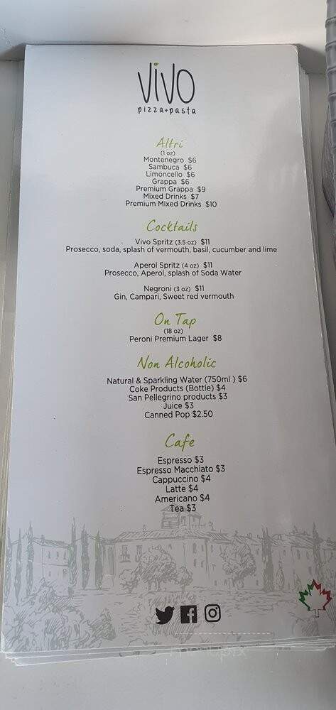 Vivo Pizza + Pasta - Newmarket, ON menu_pic