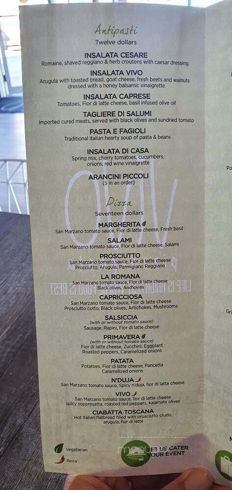 Vivo Pizza + Pasta - Newmarket, ON menu_pic