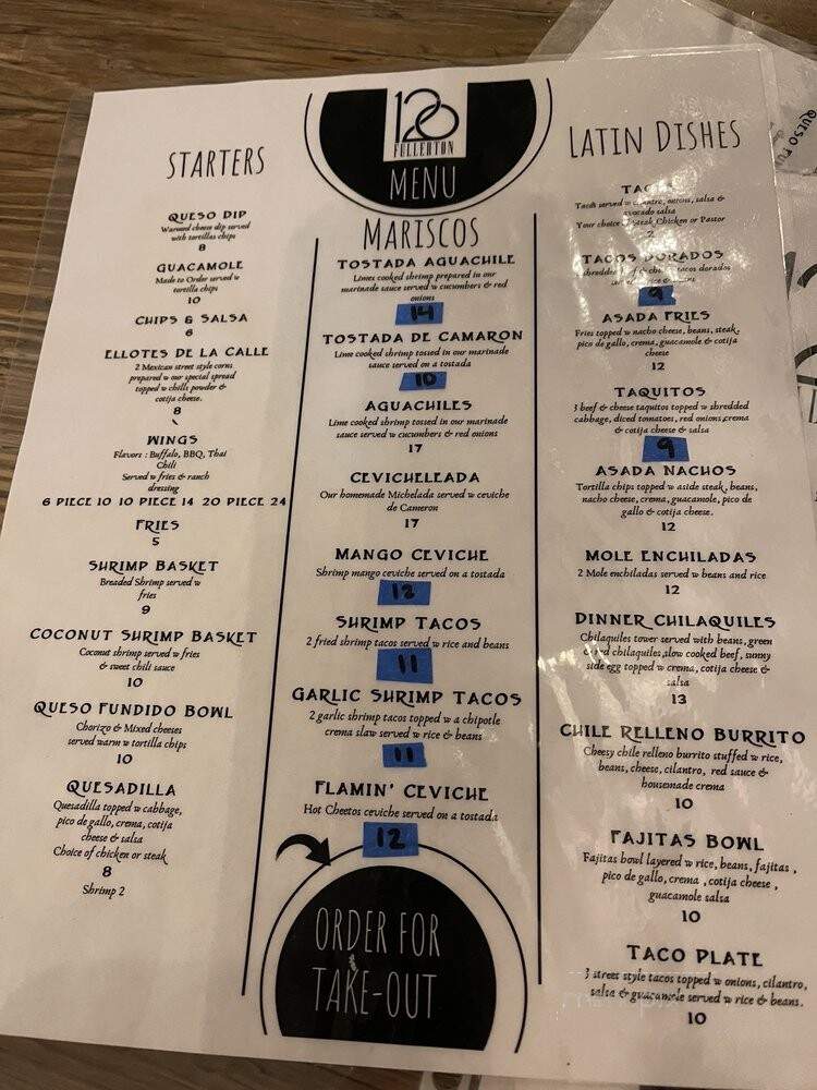 120 Fullerton - Fullerton, CA menu_pic