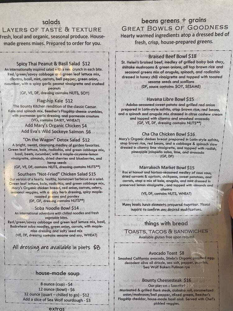 Bounty Kitchen - Seattle, WA menu_pic