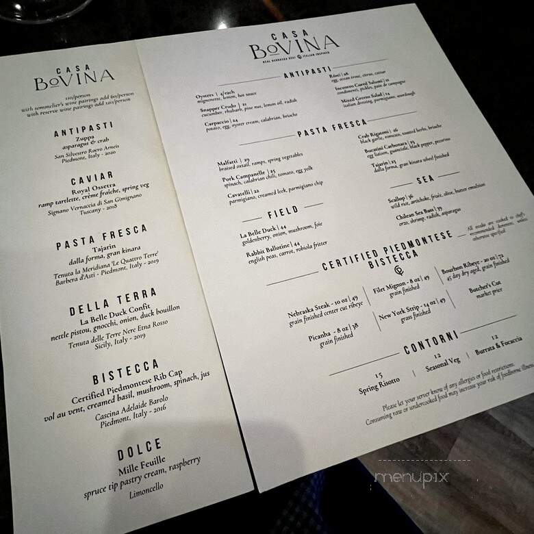 Casa Bovina - Lincoln, NE menu_pic