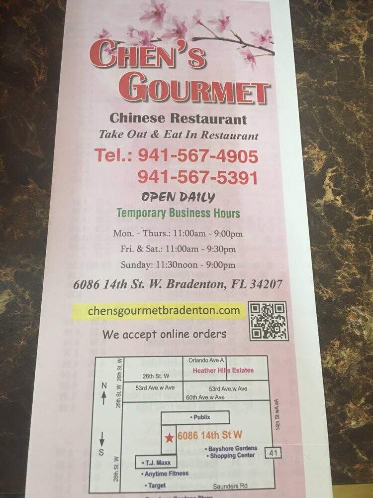 Chen's Gourmet Chinese Restaurant - Bradenton, FL menu_pic