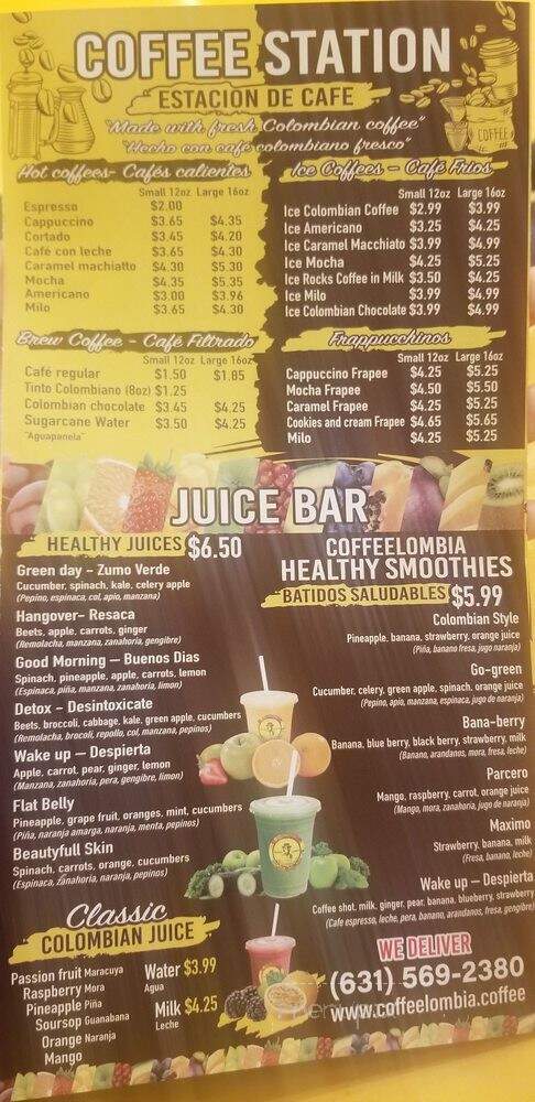 Coffee Lombia - Patchogue, NY menu_pic