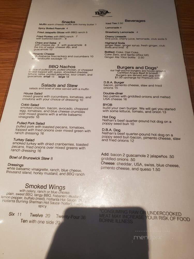 DBA Sandwich Company - Atlanta, GA menu_pic