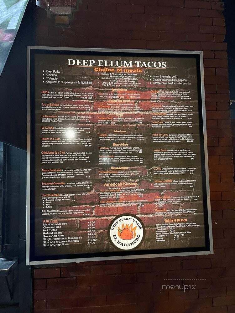 Deep Ellum Tacos El Habanero - Dallas, TX menu_pic