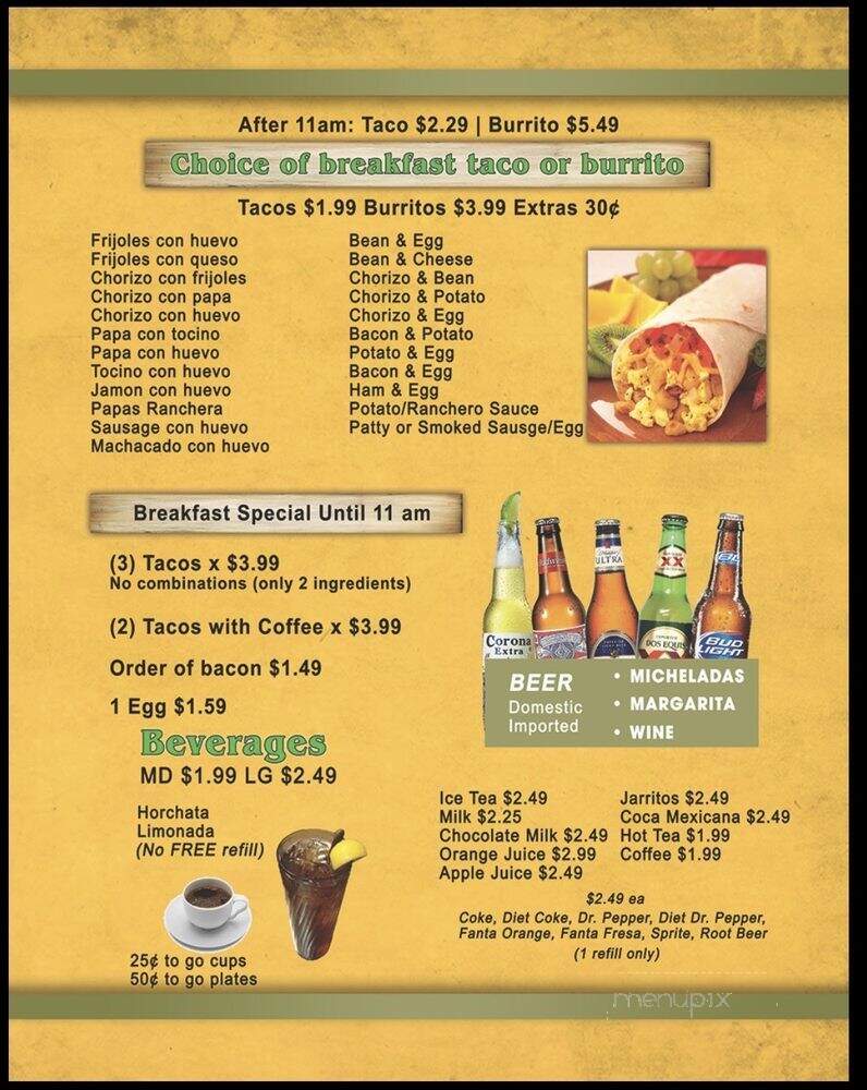 El Bracero - San Antonio, TX menu_pic