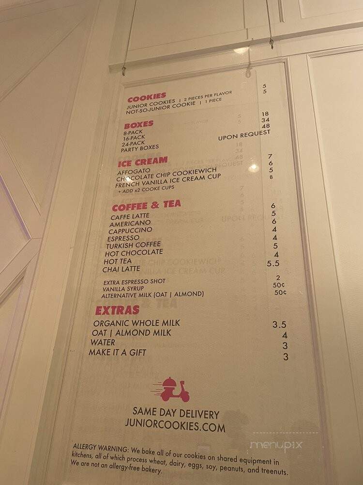 Junior Cookies - Los Angeles, CA menu_pic