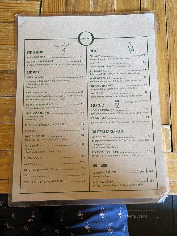 Omnivore - Montreal, QC menu_pic
