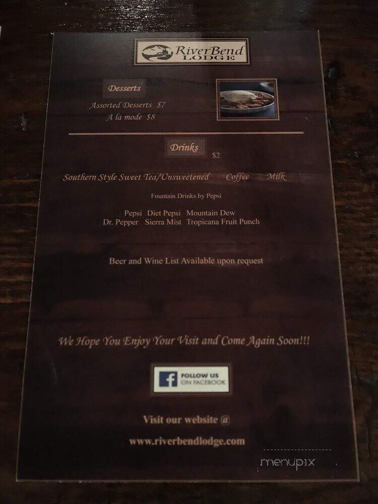 RiverBend Lodge Restaurant & Bar - Rosman, NC menu_pic