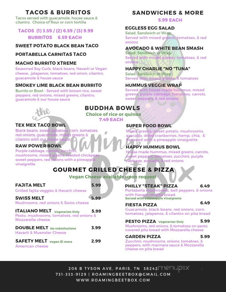 Roaming Beet Box - Paris, TN menu_pic