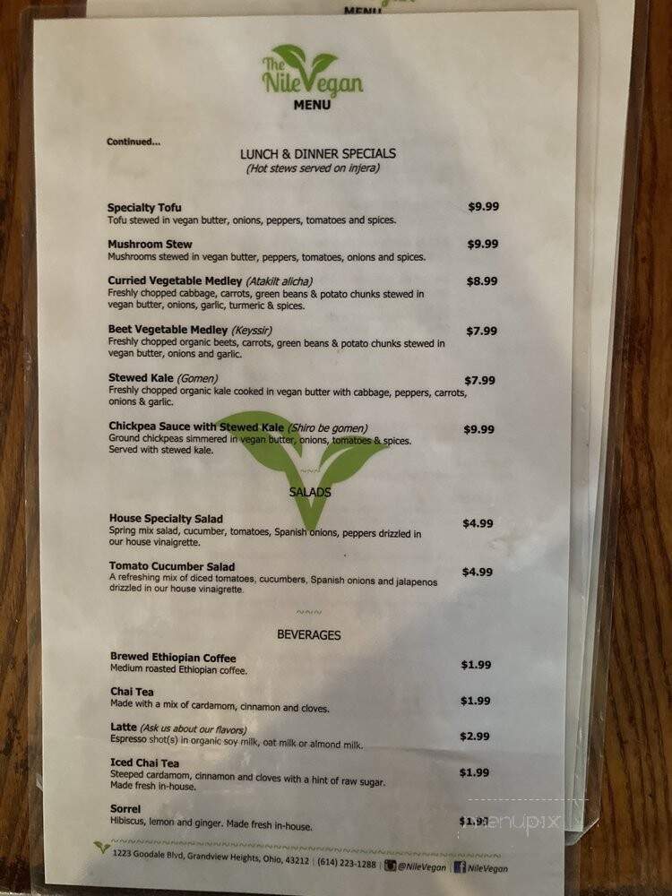 The Nile Vegan - Grandview Heights, OH menu_pic