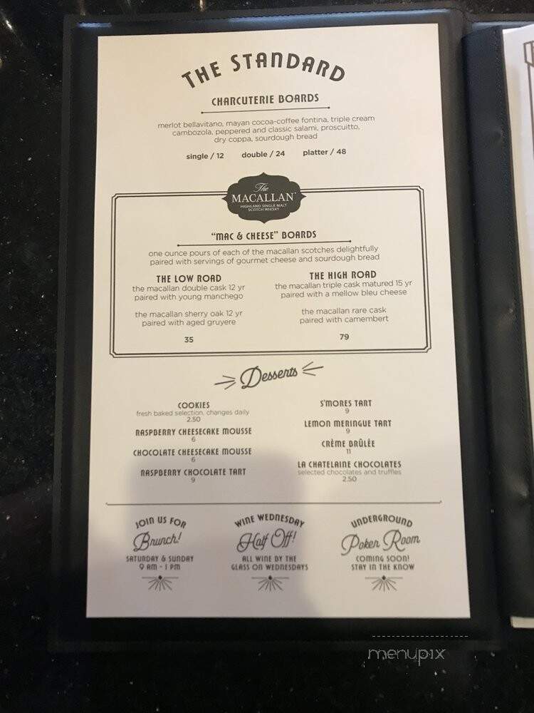 The Standard: Cocktails and Desserts - Big Sky, MT menu_pic